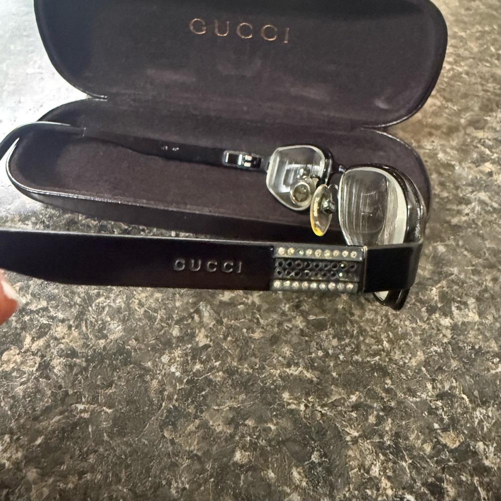 Prescription Gucci Black Rectangular Eyeglasses W… - image 2